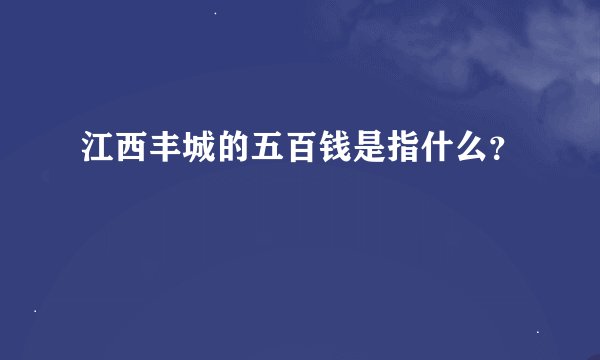 江西丰城的五百钱是指什么？