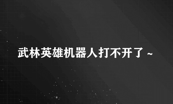 武林英雄机器人打不开了～