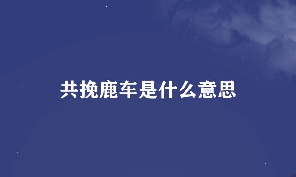 共挽鹿车是什么意思