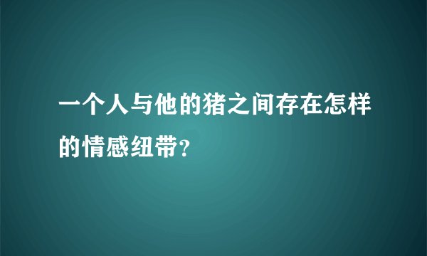 一个人与他的猪之间存在怎样的情感纽带?