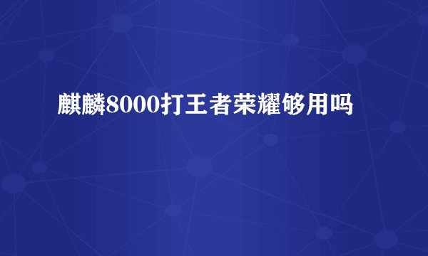麒麟8000打王者荣耀够用吗