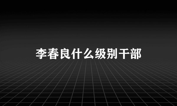 李春良什么级别干部