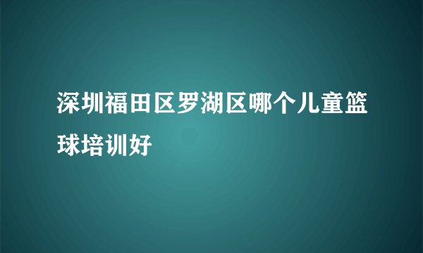 深圳福田区罗湖区哪个儿童篮球培训好
