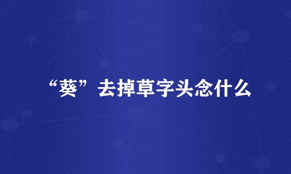 “葵”去掉草字头念什么