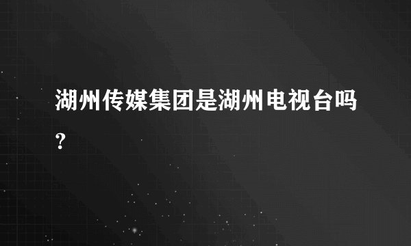 湖州传媒集团是湖州电视台吗?