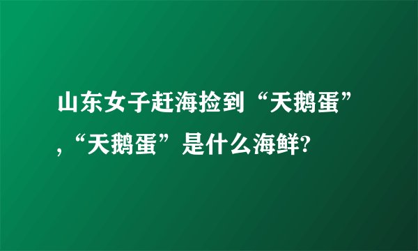 山东女子赶海捡到“天鹅蛋”,“天鹅蛋”是什么海鲜?
