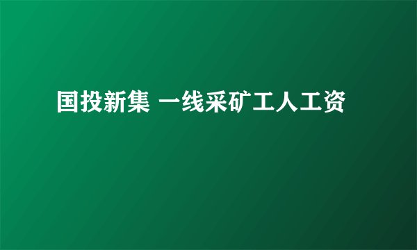 国投新集 一线采矿工人工资