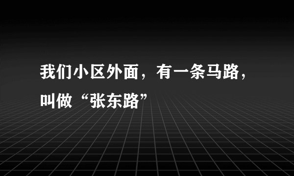 我们小区外面，有一条马路，叫做“张东路”