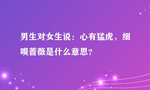 男生对女生说：心有猛虎，细嗅蔷薇是什么意思？