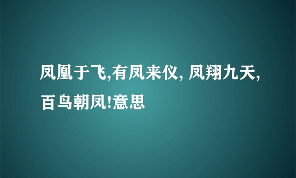 凤凰于飞,有凤来仪, 凤翔九天,百鸟朝凤!意思