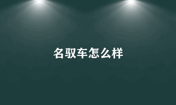 名驭车怎么样