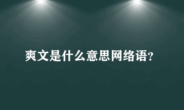 爽文是什么意思网络语?