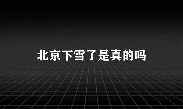北京下雪了是真的吗