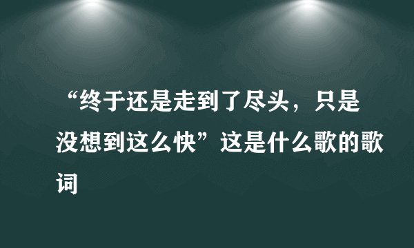 “终于还是走到了尽头，只是没想到这么快”这是什么歌的歌词