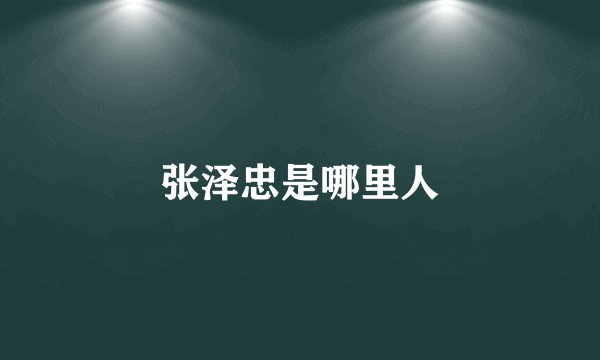 张泽忠是哪里人
