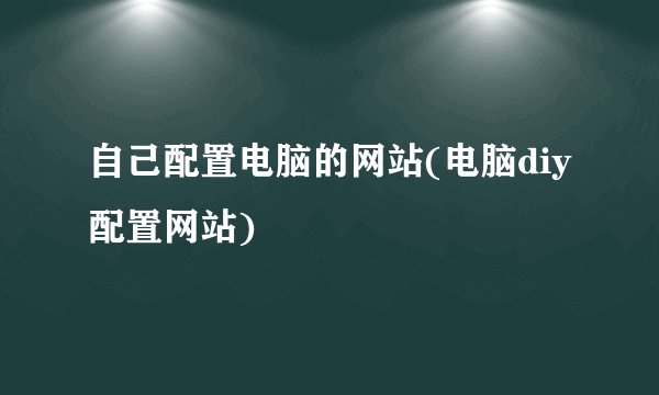 自己配置电脑的网站(电脑diy配置网站)