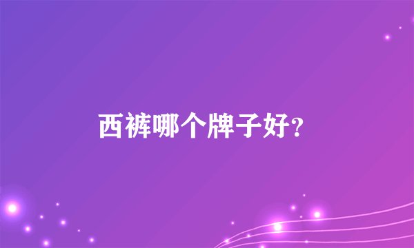 西裤哪个牌子好？