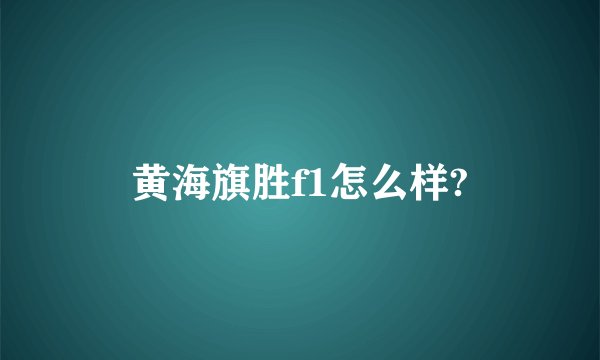 黄海旗胜f1怎么样?