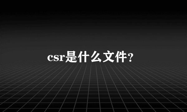 csr是什么文件？