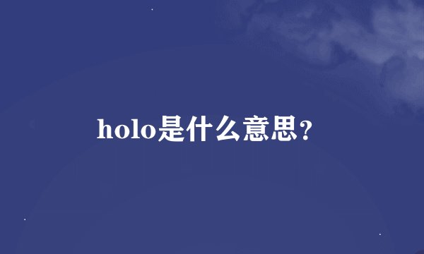 holo是什么意思?