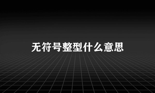 无符号整型什么意思