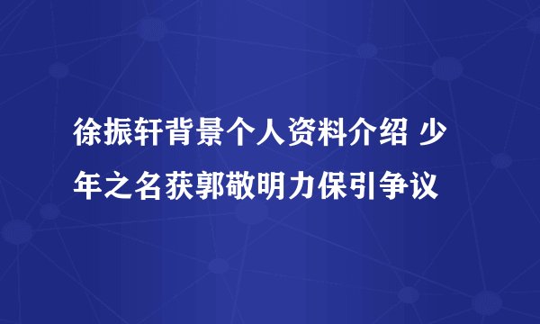 徐振轩背景个人资料介绍 少年之名获郭敬明力保引争议