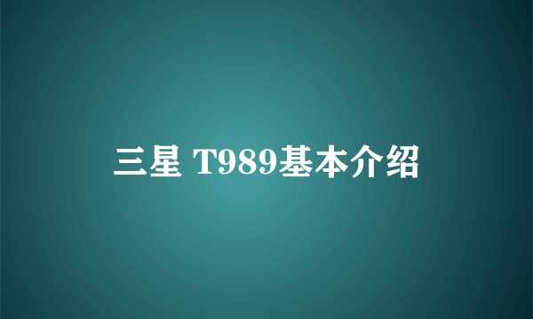 三星 T989基本介绍