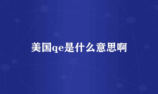美国qe是什么意思啊