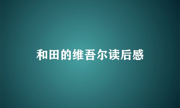 和田的维吾尔读后感