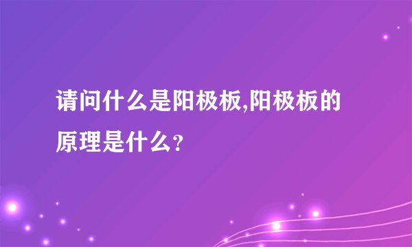 请问什么是阳极板,阳极板的原理是什么？