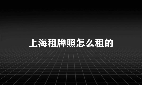 上海租牌照怎么租的