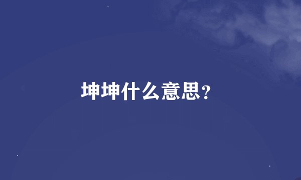 坤坤什么意思？