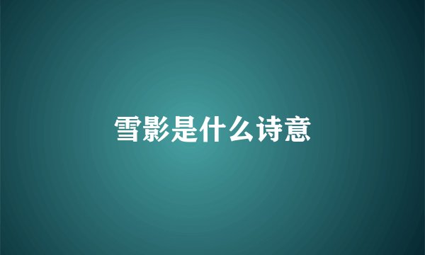 雪影是什么诗意