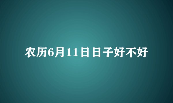 农历6月11日日子好不好