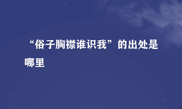 “俗子胸襟谁识我”的出处是哪里