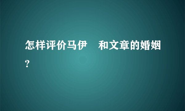 怎样评价马伊琍和文章的婚姻?
