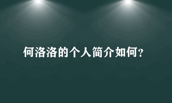 何洛洛的个人简介如何?