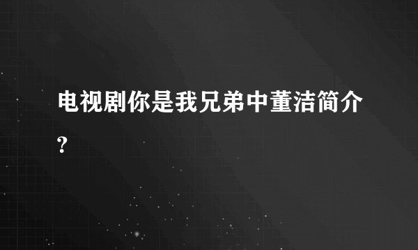 电视剧你是我兄弟中董洁简介?