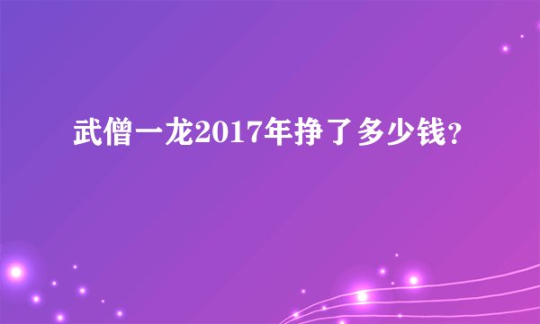 武僧一龙2017年挣了多少钱？