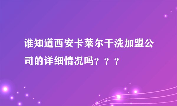 谁知道西安卡莱尔干洗加盟公司的详细情况吗？？？
