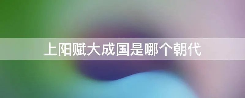 上阳赋大成国是哪个朝代