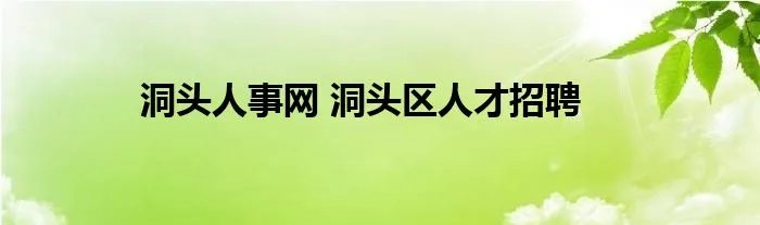 洞头人事网 洞头区人才招聘
