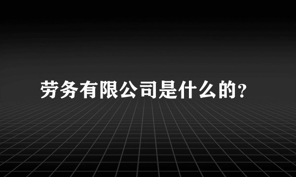 劳务有限公司是什么的？