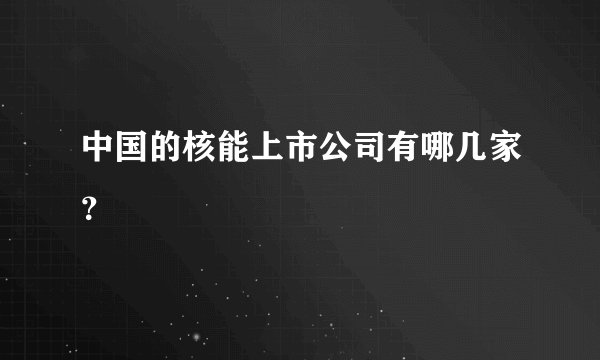 中国的核能上市公司有哪几家？