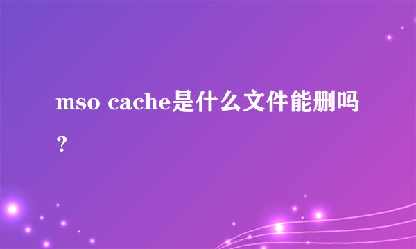 mso cache是什么文件能删吗?