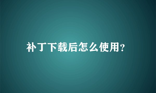补丁下载后怎么使用？