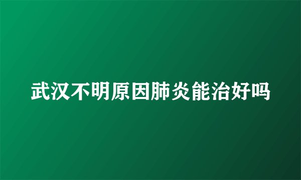 武汉不明原因肺炎能治好吗