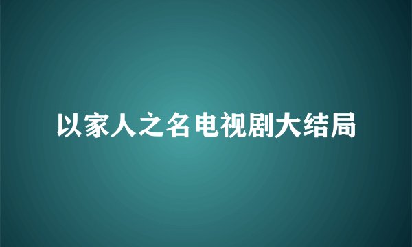 以家人之名电视剧大结局