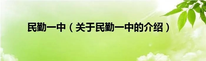 民勤一中（关于民勤一中的介绍）