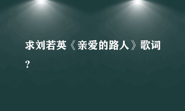 求刘若英《亲爱的路人》歌词？